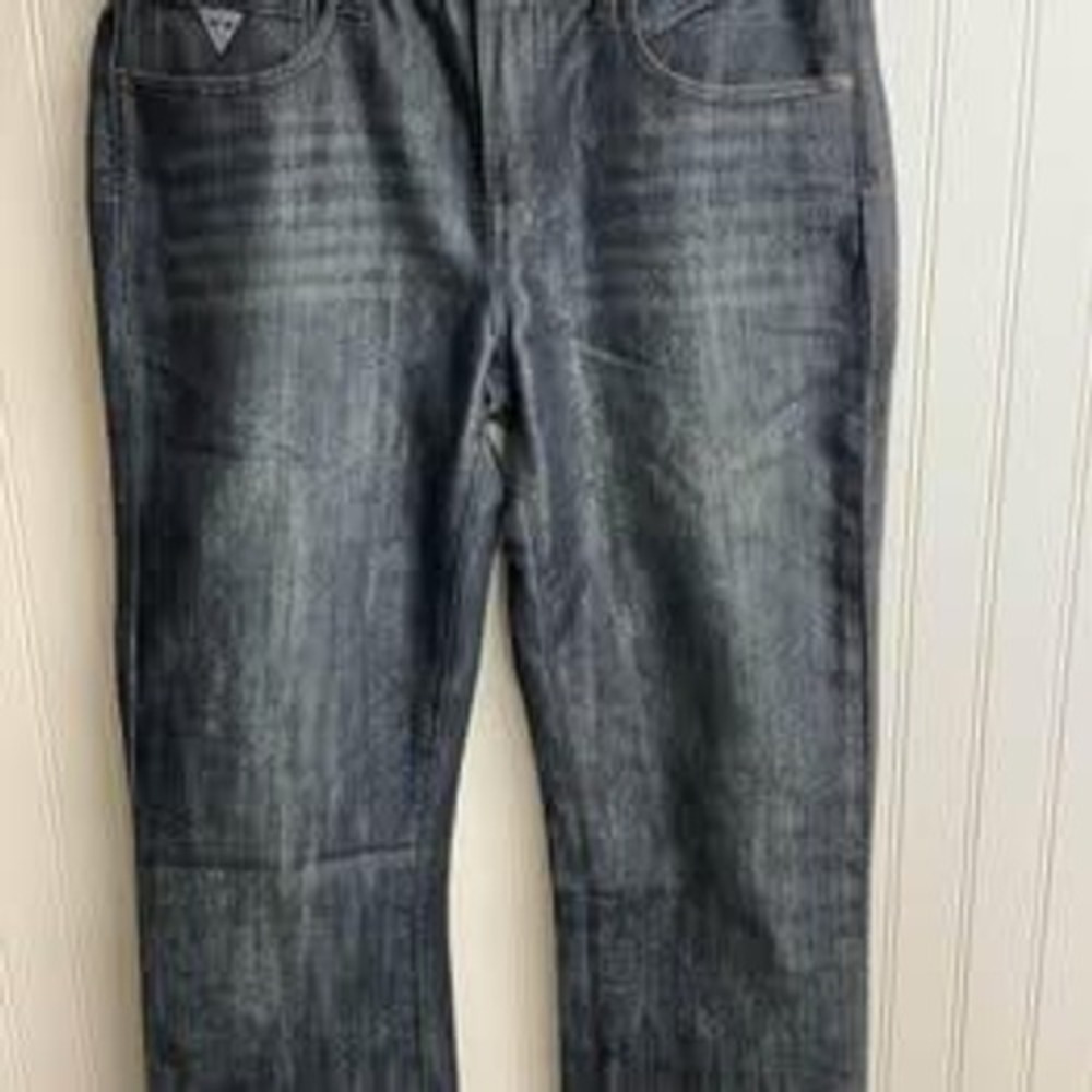 Guess Jeans Mens 36x31 Dark Wash Straight Leg Denim Blue Pants